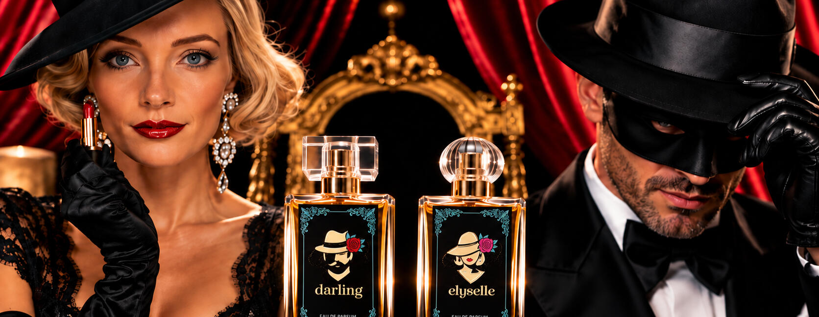 Deux présences. Deux parfums. ELYSELLE® pour elle. DARLING by ELYSELLE® pour lui.
